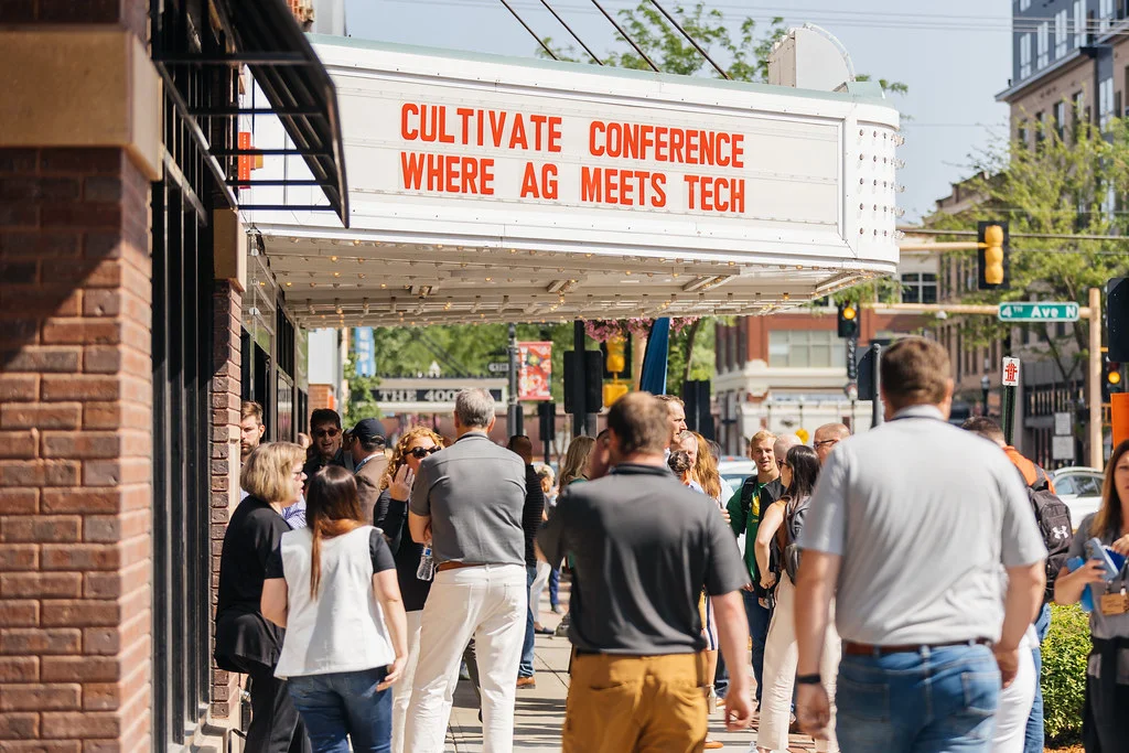 The Fargo Theatre marquee for the Cultivate Conference.